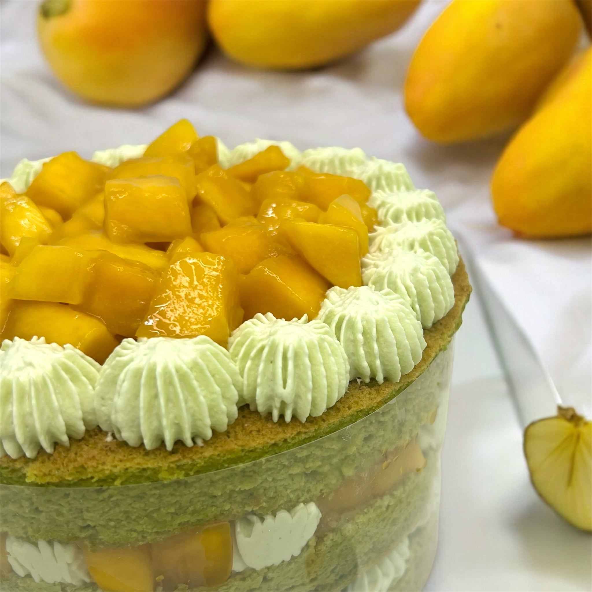 Fresh Little Garden · Pandan Mango Mochi Cake (Naked Cake)